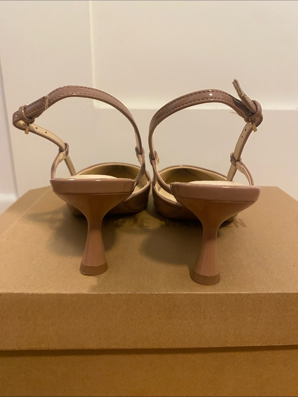 Nine West Patent Pointed-Toe Slingback Pumps in Taupe - Picture 3 of 6